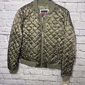 Levi's Olive Green diamond Quilted bomber small  Jacket NWT